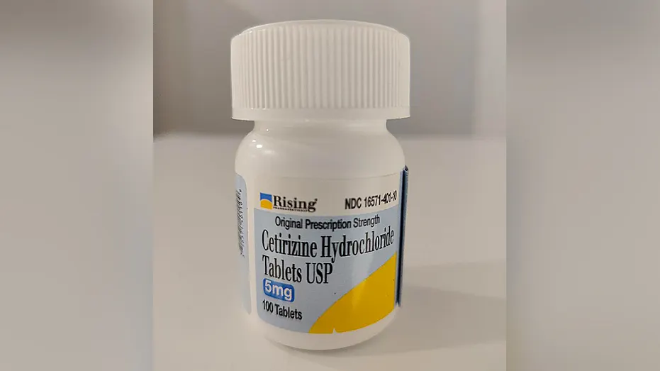 white bottle displaying Cetirizine Hydrochloride