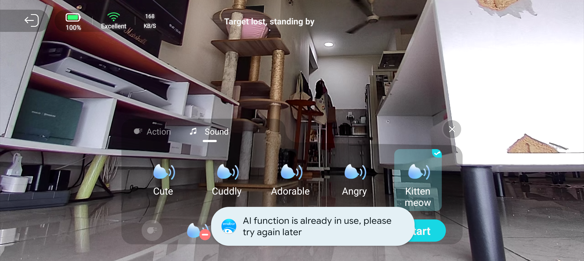 Enabot EBO Max AI feature error notification in the app