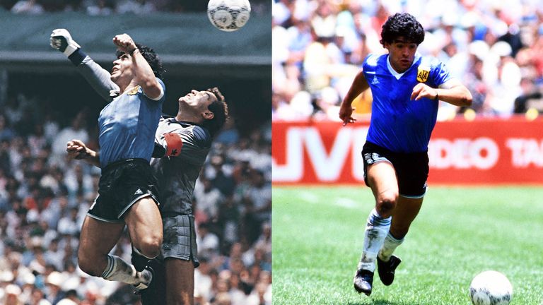 Diego Maradona's Hand of God and Goal of the Century against England