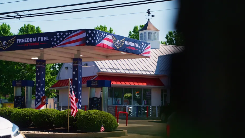 Gas station store storefront exterior