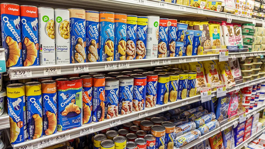 Pillsbury crescent rolls cinnamon rolls cookie dough, baking dough products in cylindrical cans