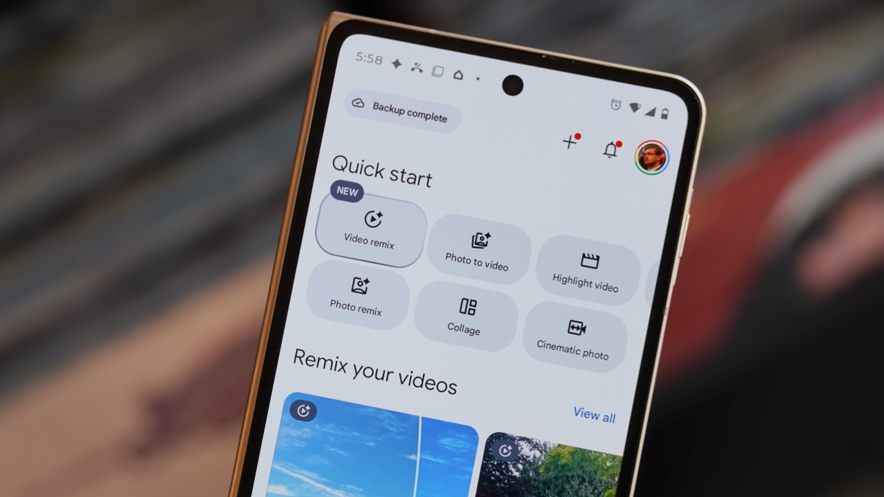 The Video Remix feature in Google Photos powered by Gemini Omni.
