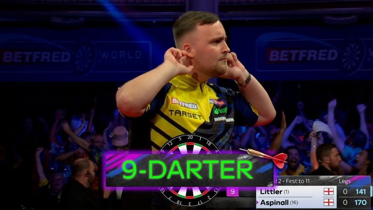 Luke Littler hits an incredible 9-darter in opening leg against Nathan Aspinall 