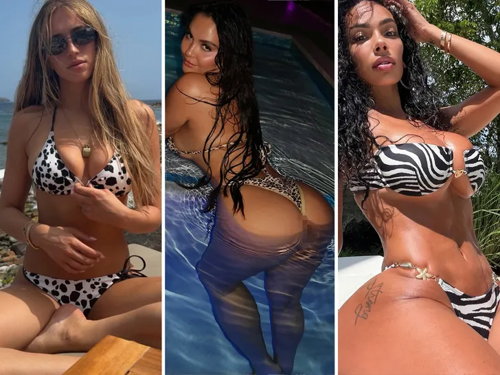 Sexy Stars In Animal Print Swimwear