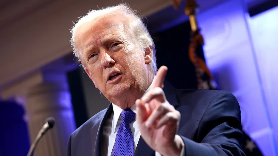 President Trump speaks during White House press briefing.