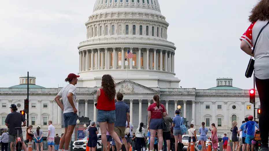 People outside the US Capitol on July 4, 2026