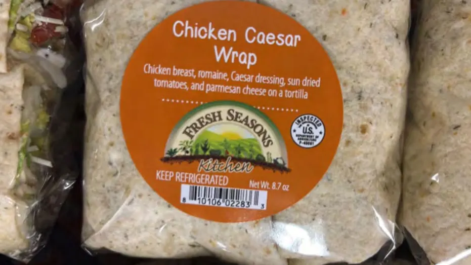 Chicken Caesar wrap in packaging 