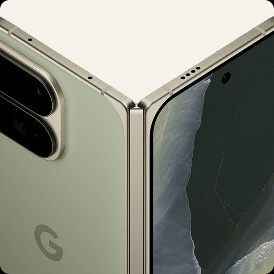 Pixel 11 Pro Fold in Pine showing its hinge
