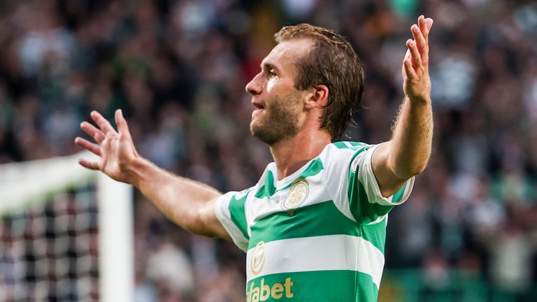 Celtic's Benjamin Nygren celebrates scoring