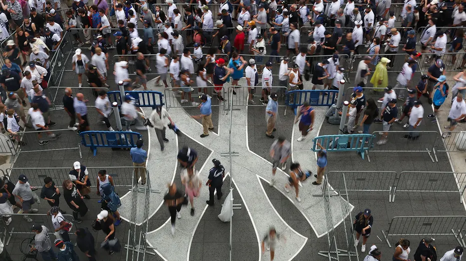 The crowd entering Yankee Stadium