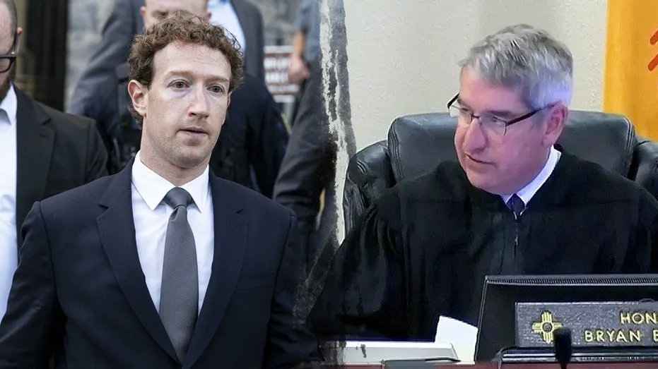Split image of Mark Zuckerberg and Judge Bryan Biescheid