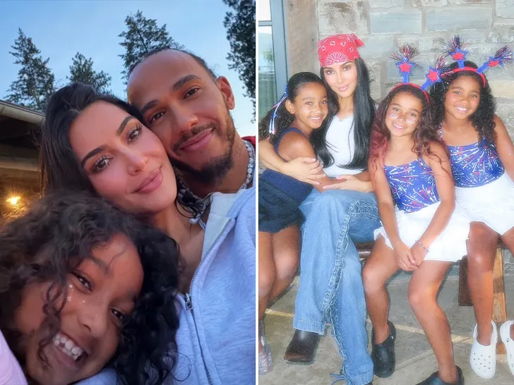 Kim Kardashian And Lewis Hamilton Spend Time With The Kids At The Lake