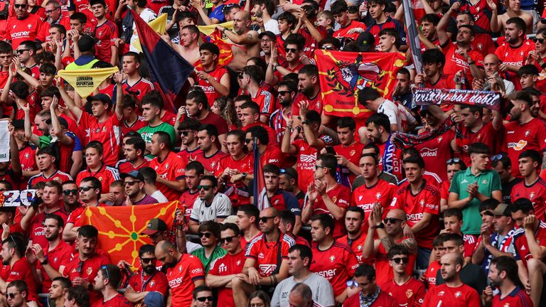 Osasuna supporters crammed into the intimidating El Sadar stadium