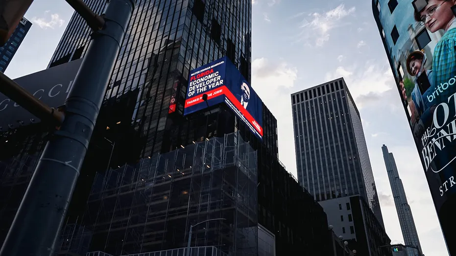 Mamdani on Florida Times Square billboard