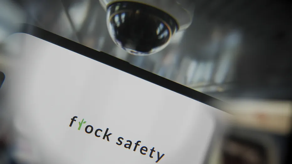 In this photo illustration, Flock Safety logo is being displayed on a mobile phone screen on March 20, 2025.