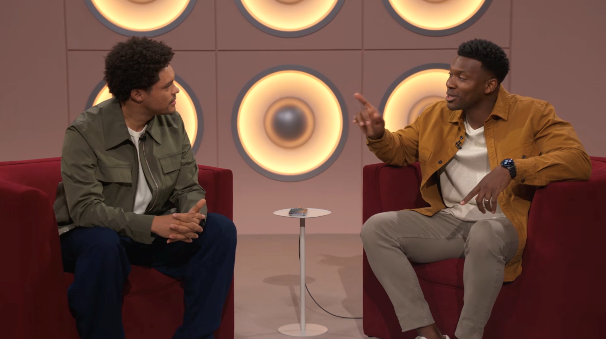 Trevor Noah and Jo&euml;l Yawili at the Made by Google keynote