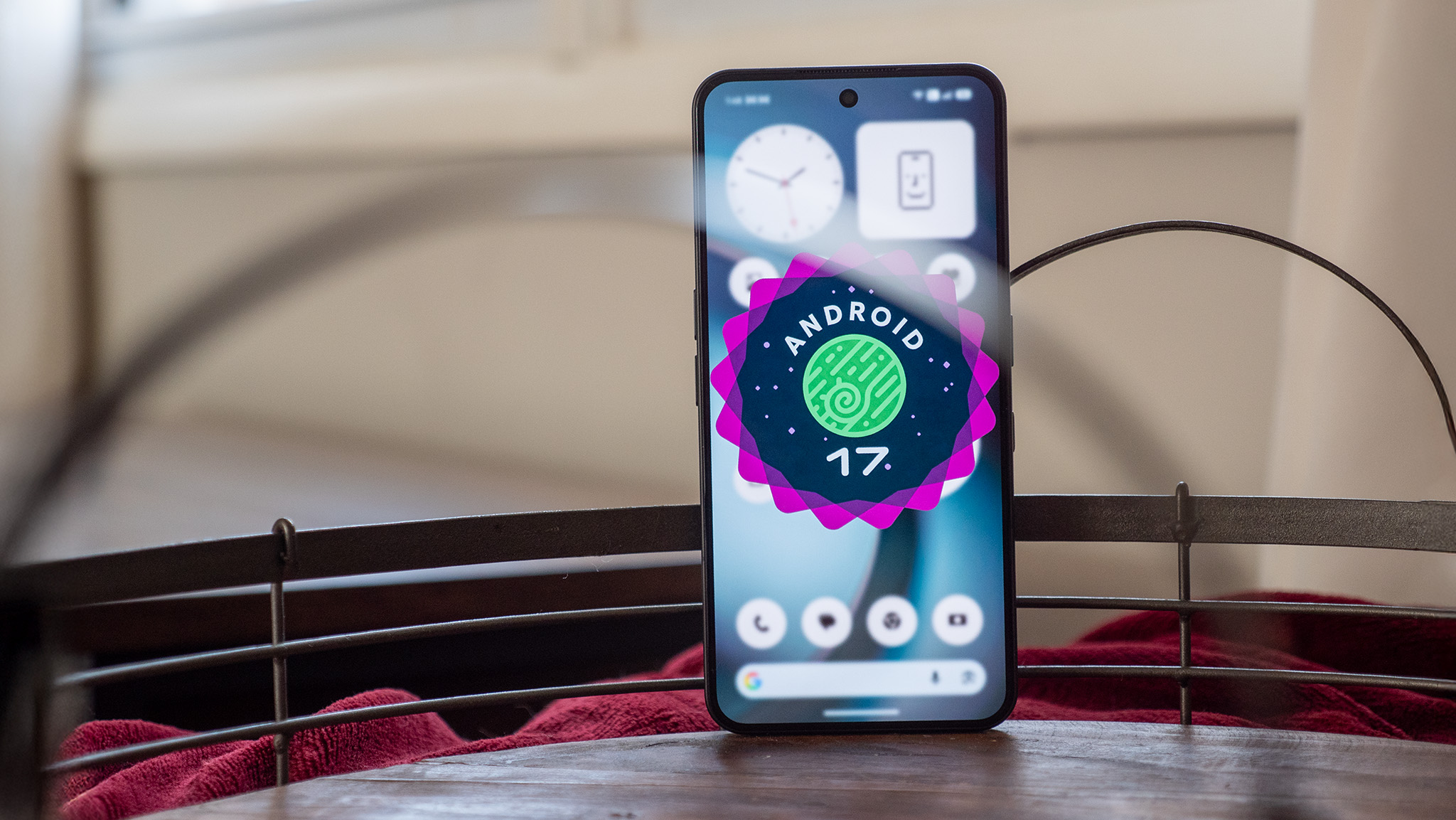 The Android 17 logo on a Nothing Phone 3