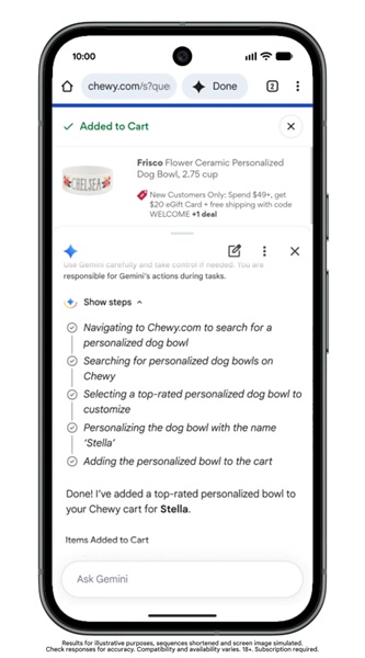 Gemini in Chrome on Android will display its steps taken to complete your auto-browse task, constantly keeping users in the loop about what it's doing.