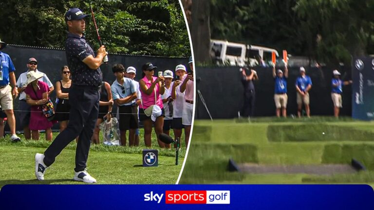 Worse than an amateur! 😂 Woodland's awful tee shot into water!