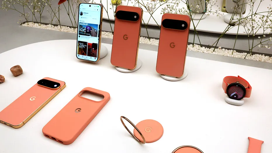 Google Pixel smartphones are displayed