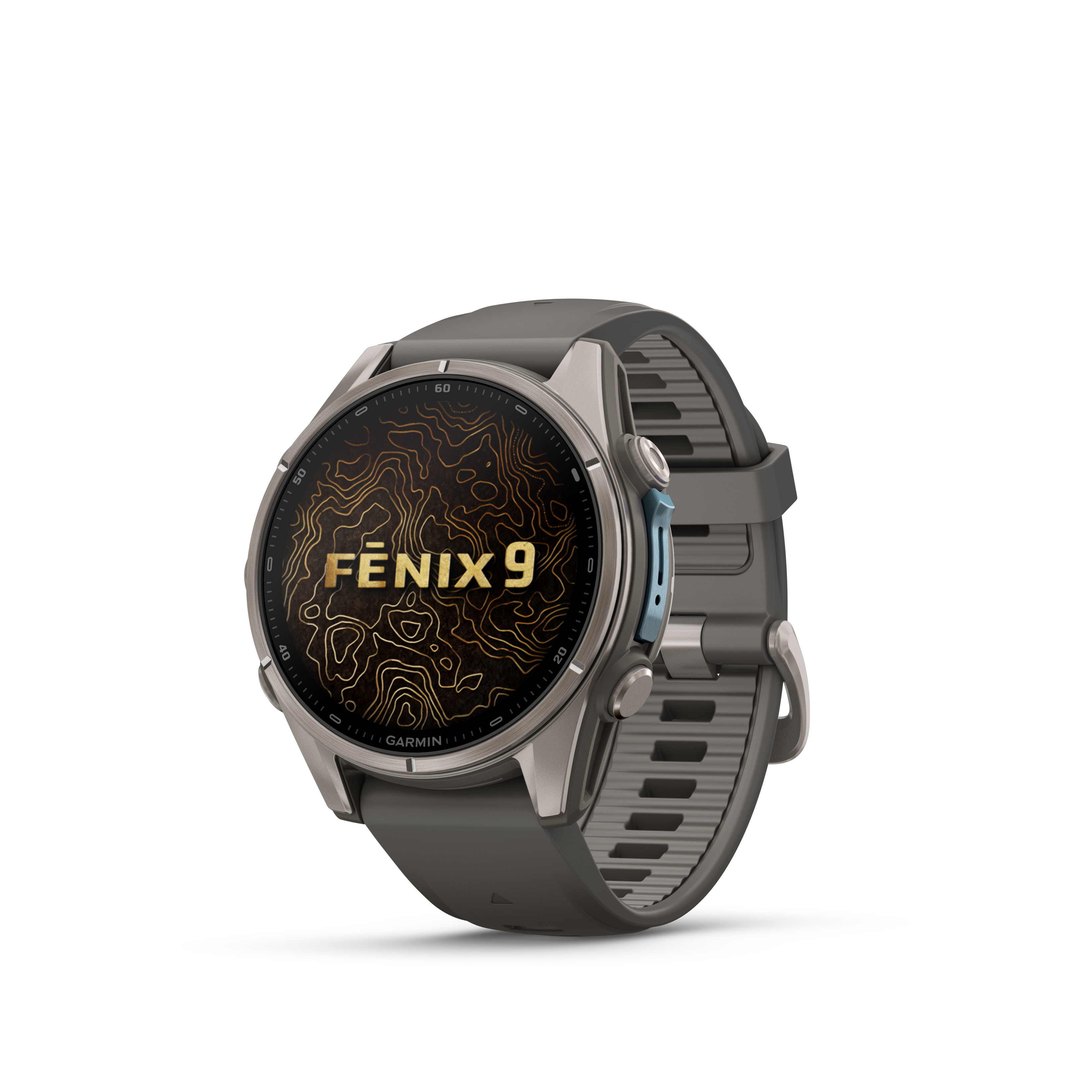front of the Garmin Fenix 9 in gray