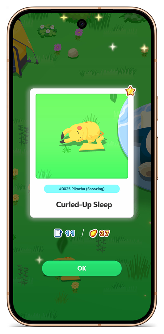 Pikachu snoozing in the Pokemon Sleep app