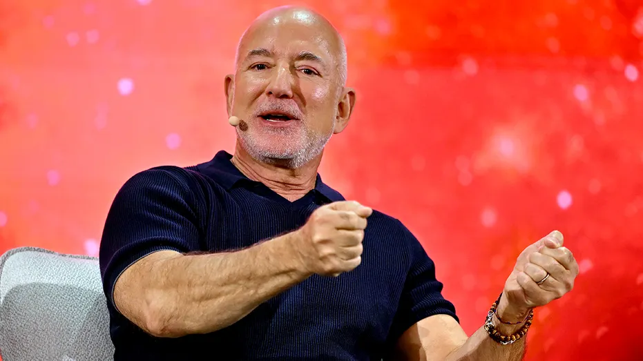 Amazon founder Jeff Bezos speaks at a conference.