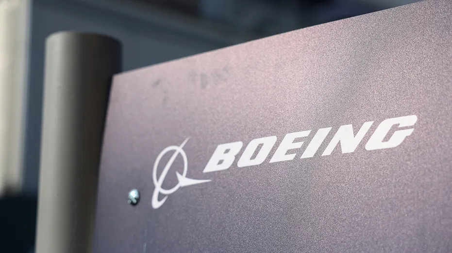 The logo for US plane maker Boeing