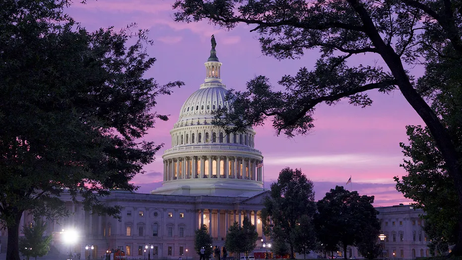 The U.S. Capitol building at sunset