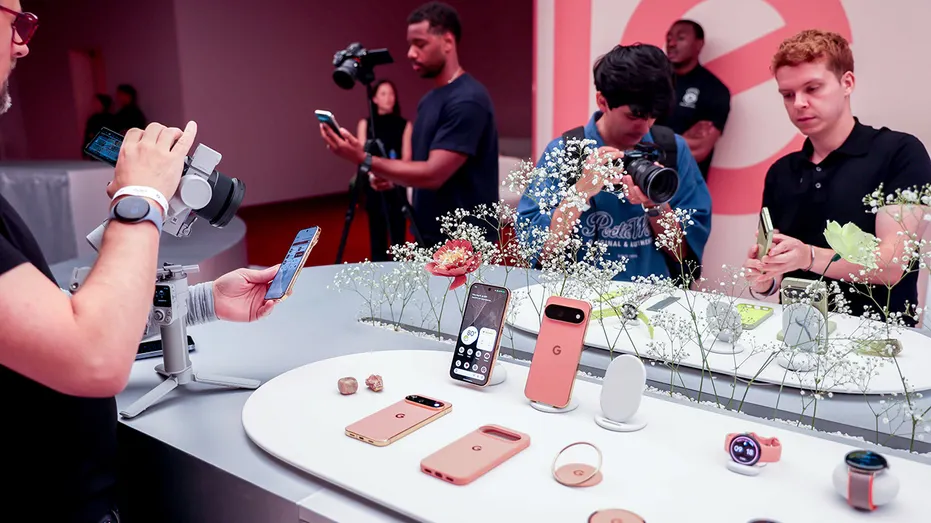 Google Pixel devices at a showcase event