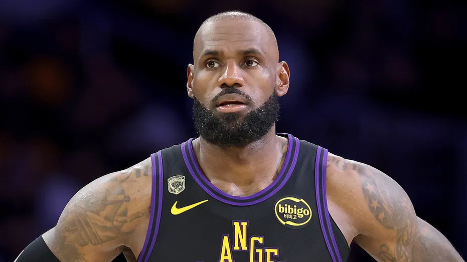 LeBron James looks on