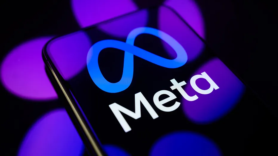 The Meta logo is displayed on a smartphone screen