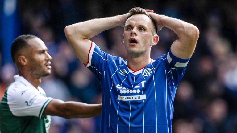 Rangers' Lawrence Shankland looks dejected during the 2-1 defeat