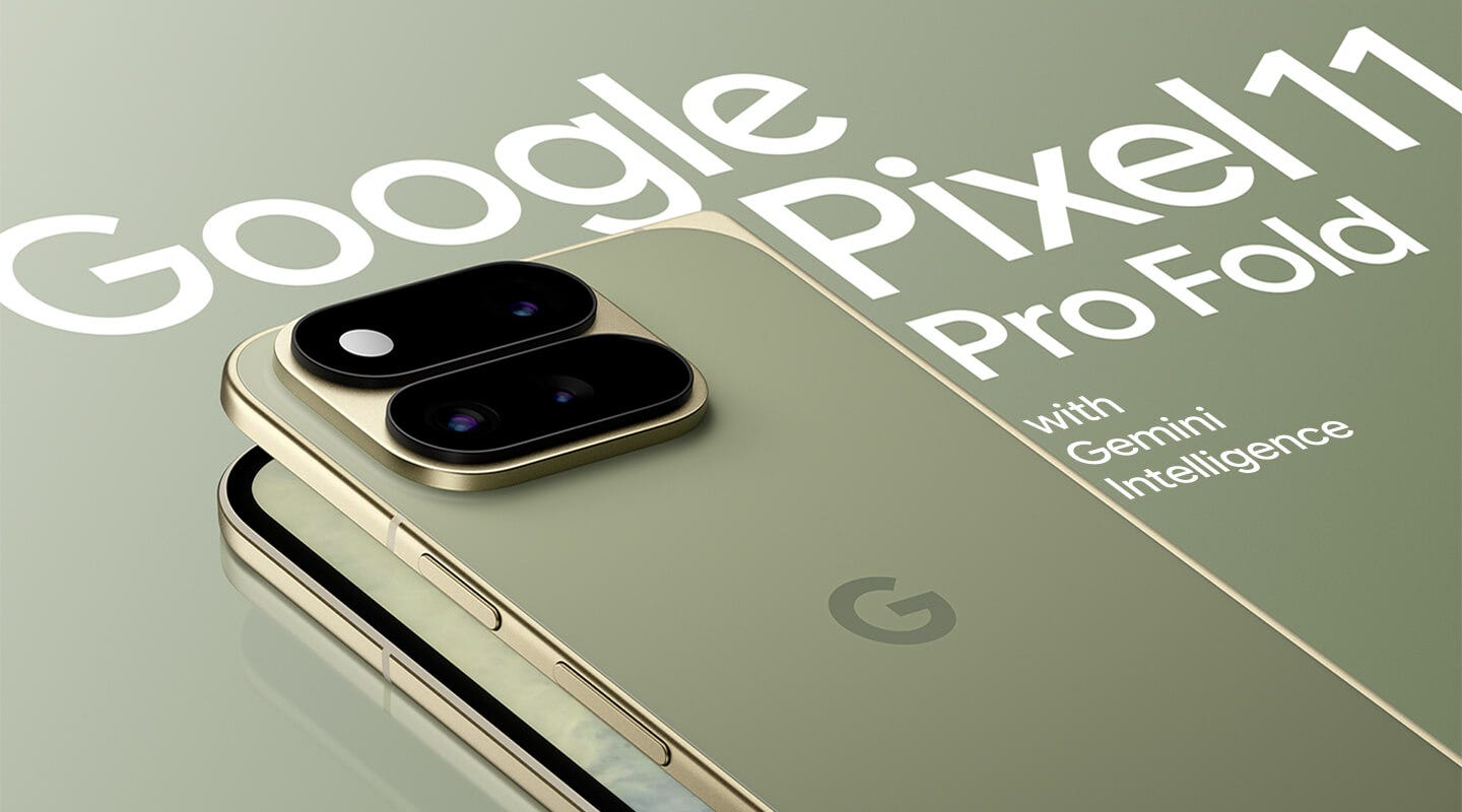 Pixel 11 Pro Fold in Pine showing the back
