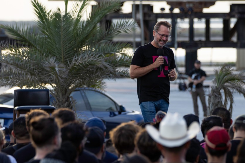 T-Mobile CEO Mike Sievert speaks T-Mobile SpaceX