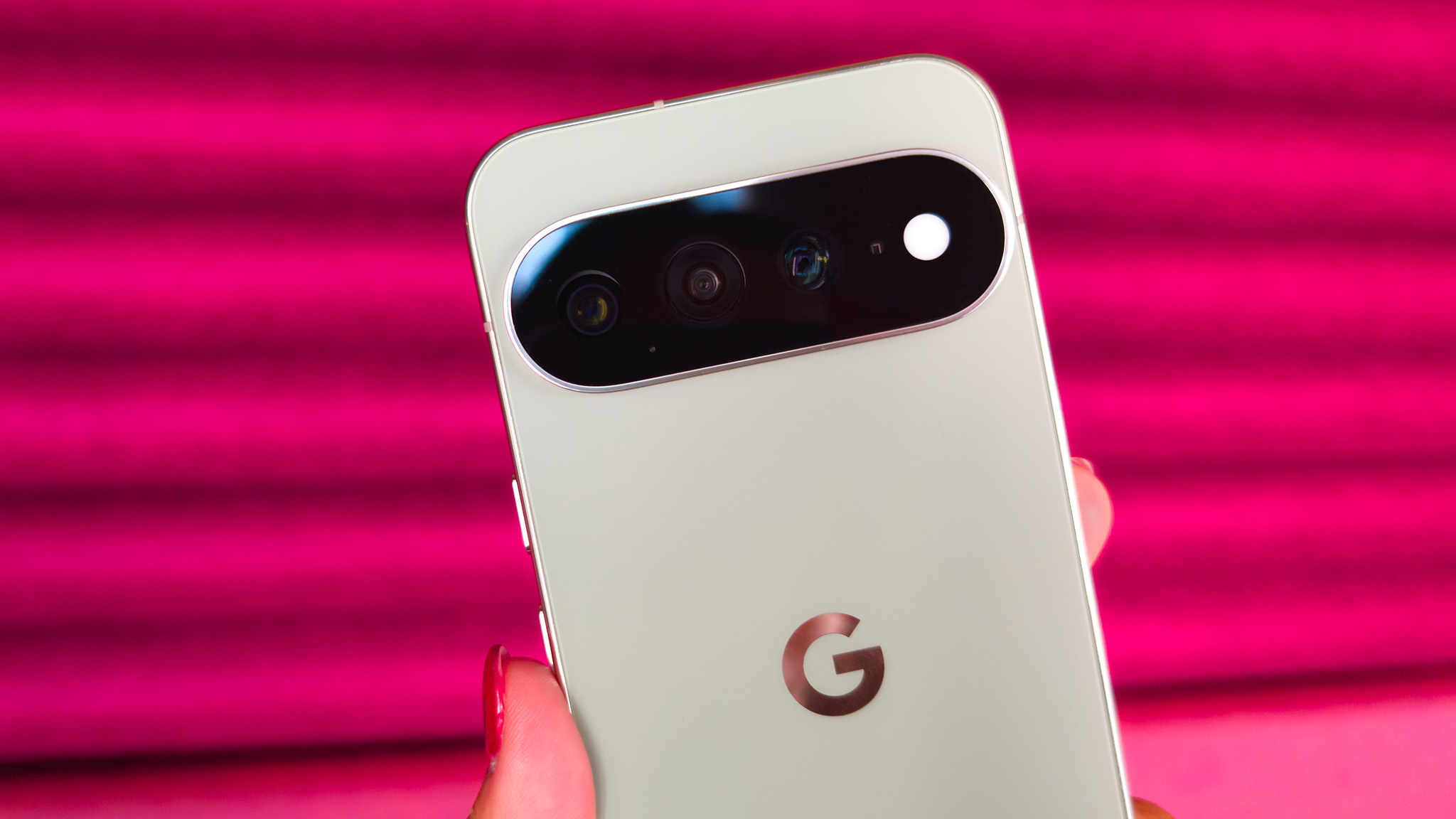 The camera island on the green Google Pixel 11 Pro XL
