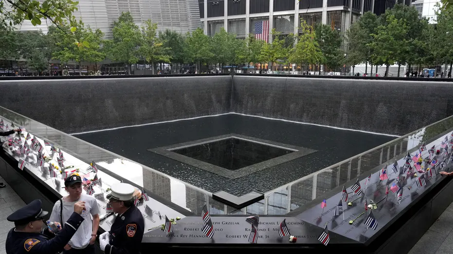 A view of a memorial pool at the National 9/11 Memorial & Museum.