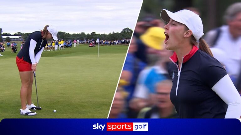 'Take a bow!' – Kupcho sinks MONSTER putt to tie final match on the 17th
