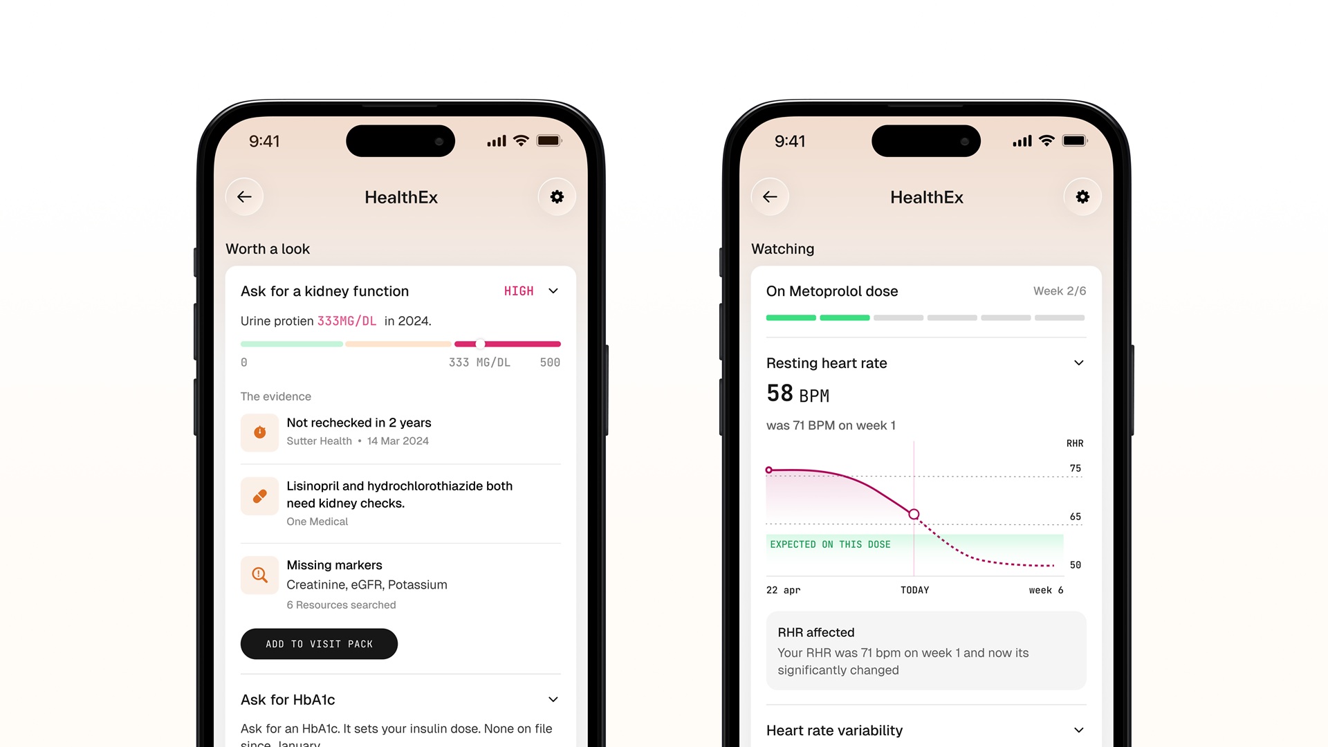 The HealthEx PowerPlug surfaces relevant kidney data to the user, based on their medical records, for better insight into their health.