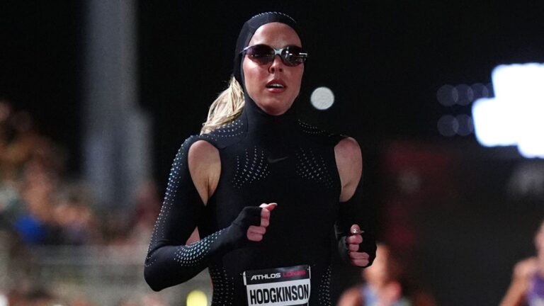 Keely Hodgkinson wins final race of 2026 season at Athlos in London in full-length, hooded Nike speed suit | Athletics News