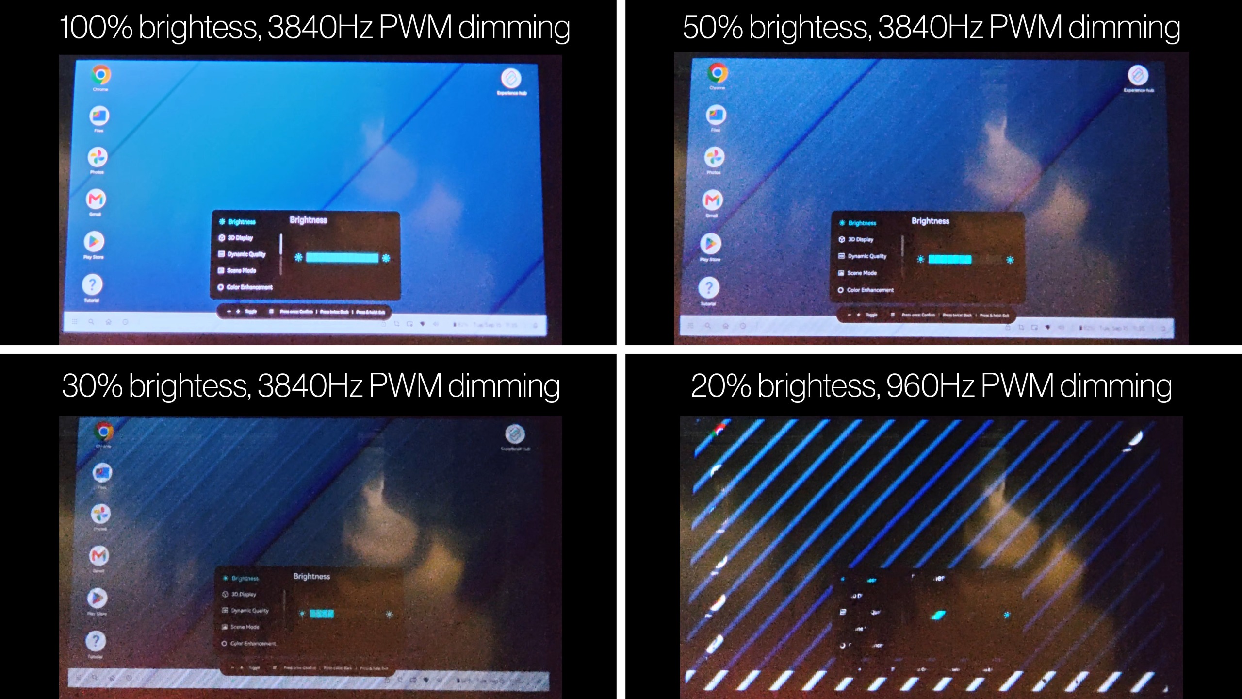 Testing the PWM dimming rate of RayNeo GT smart glasses