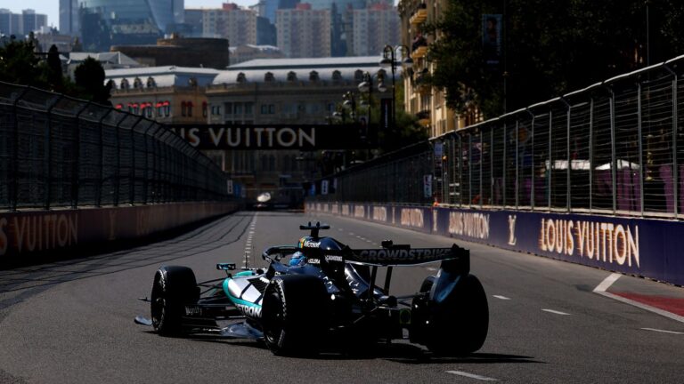 Azerbaijan GP: George Russell fastest as Kimi Antonelli suffers hydraulics leak in Baku first practice | F1 News