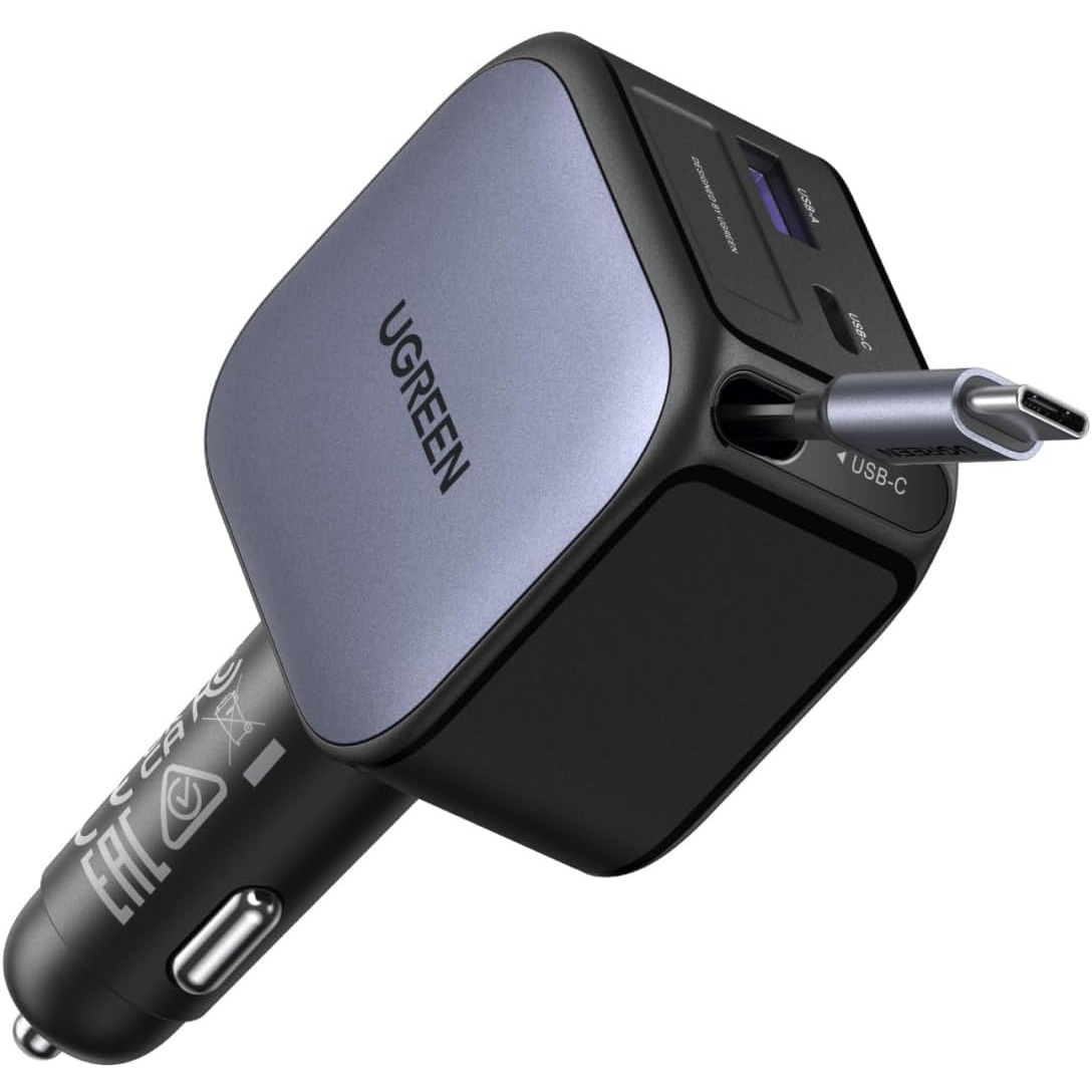 UGREEN Nexode Car Charger 90W with Retractable Cable
