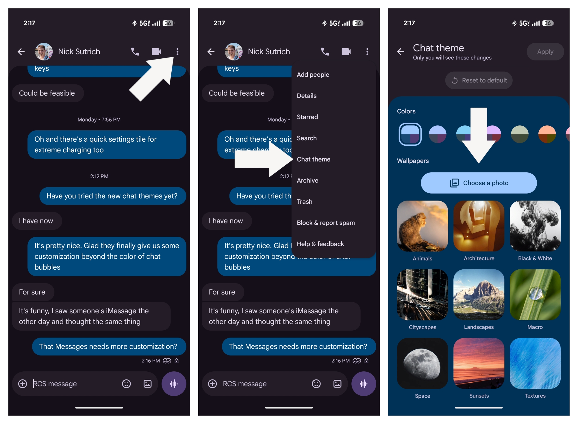 Google Messages Chat themes
