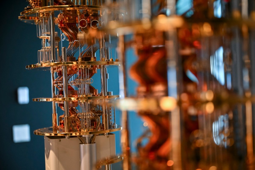 Parts IBM Quantum System Two displayed IBM