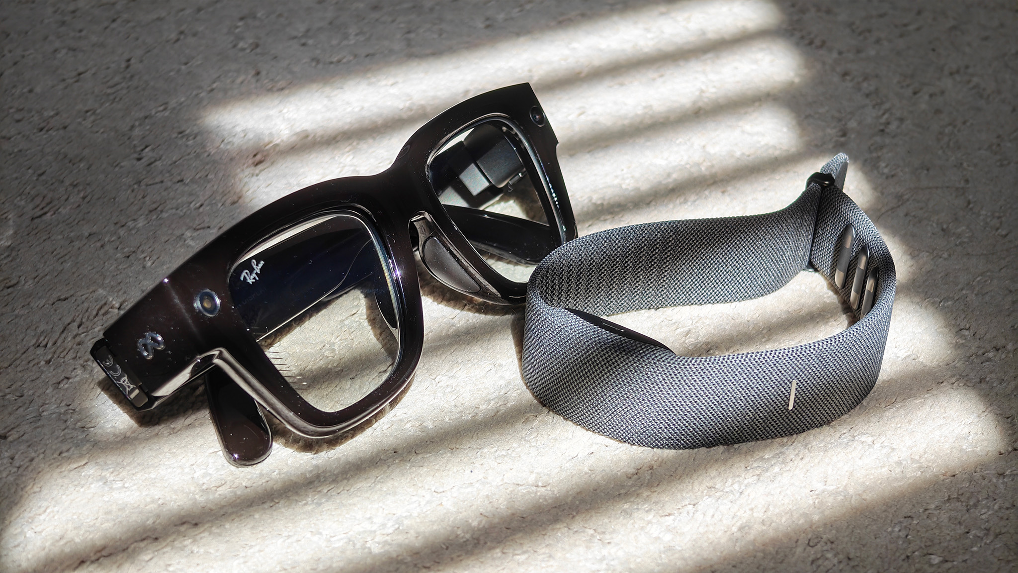 Meta Ray-Ban Display glasses and the Neural Band in a sunbeam