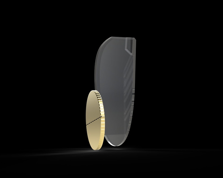 The Lumus Z-30 2.0 is much thinner, and this rendering displays that it's roughly as thin as a penny.