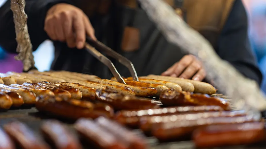 sausages on grill
