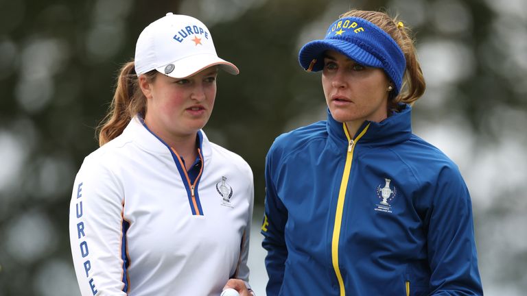 Lottie Woad (left), Charley Hull (right) and Mimi Rhodes were the three English players involved in the 2026 Solheim Cup side