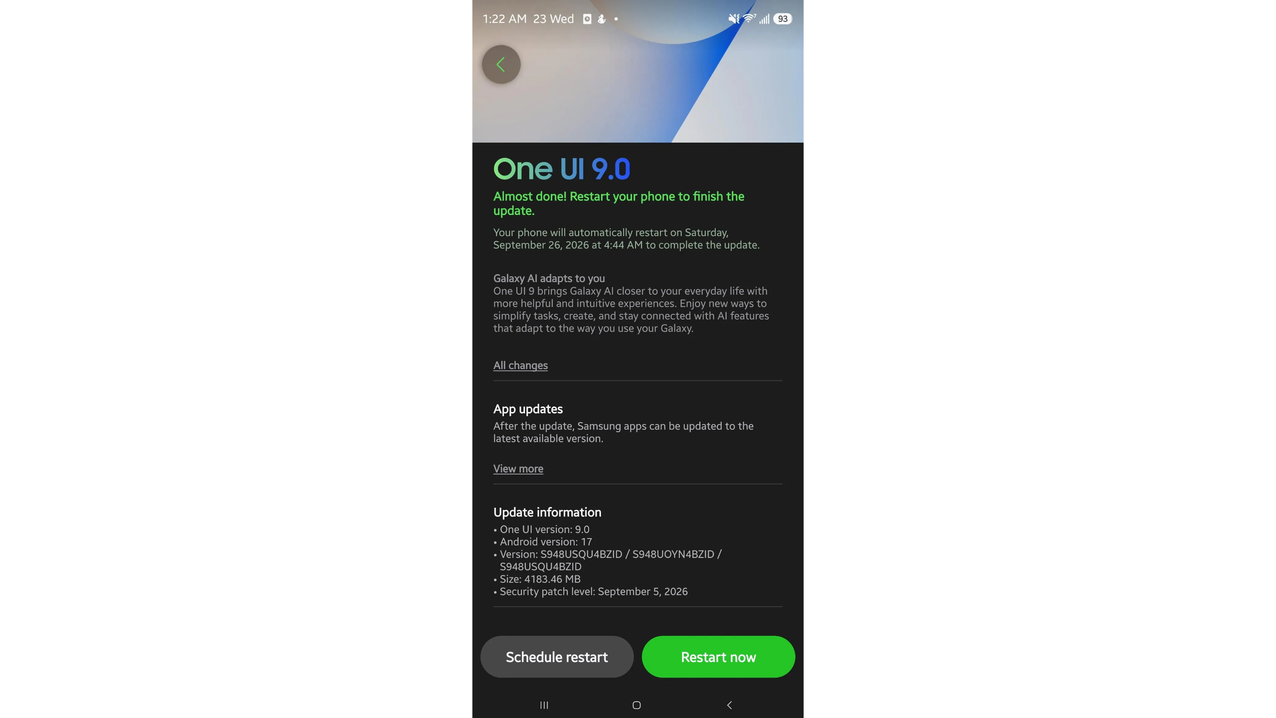 One UI 9 update for the Galaxy S26 series in US